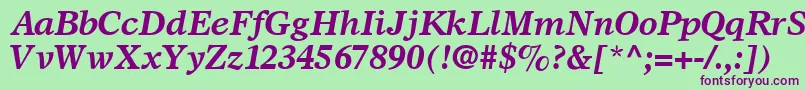 SterlingSsiBoldItalic Font – Purple Fonts on Green Background