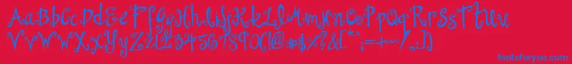 Dollhouse Font – Blue Fonts on Red Background