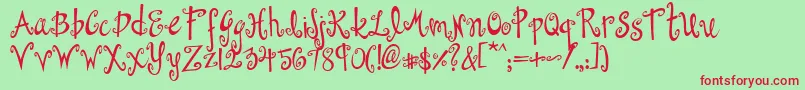 Dollhouse Font – Red Fonts on Green Background