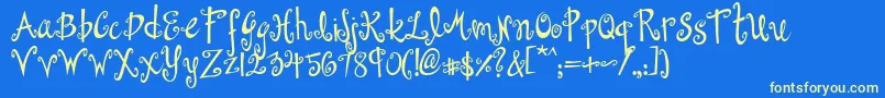 Dollhouse Font – Yellow Fonts on Blue Background