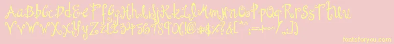 Dollhouse-Schriftart – Gelbe Schriften auf rosa Hintergrund