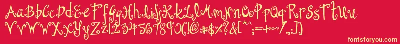 Dollhouse Font – Yellow Fonts on Red Background