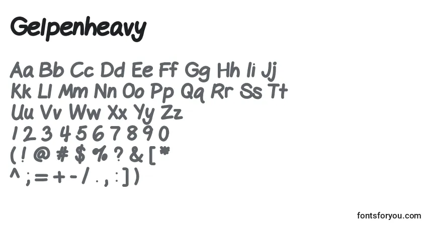 Czcionka Gelpenheavy – alfabet, cyfry, specjalne znaki