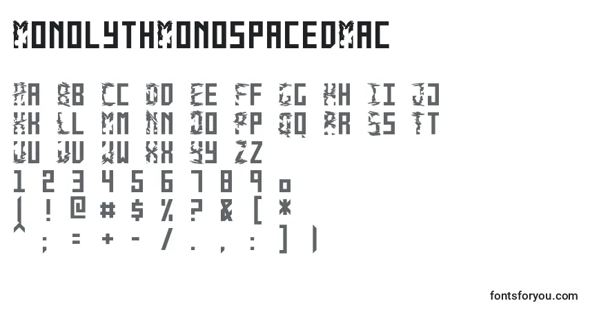 A fonte MonolythMonospacedMac – alfabeto, números, caracteres especiais
