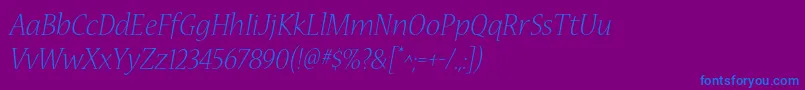 NuevastdLightitalic Font – Blue Fonts on Purple Background