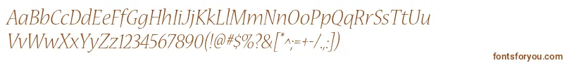 NuevastdLightitalic Font – Brown Fonts on White Background
