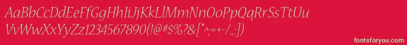 フォントNuevastdLightitalic – 赤い背景に緑の文字