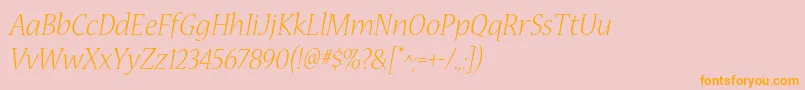 フォントNuevastdLightitalic – オレンジの文字がピンクの背景にあります。