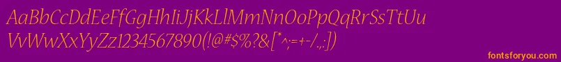 NuevastdLightitalic Font – Orange Fonts on Purple Background