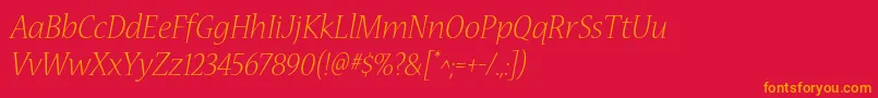 フォントNuevastdLightitalic – 赤い背景にオレンジの文字