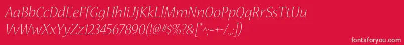 NuevastdLightitalic-Schriftart – Rosa Schriften auf rotem Hintergrund