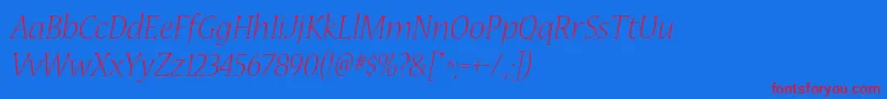 NuevastdLightitalic-fontti – punaiset fontit sinisellä taustalla