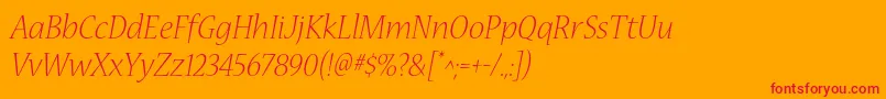 フォントNuevastdLightitalic – オレンジの背景に赤い文字