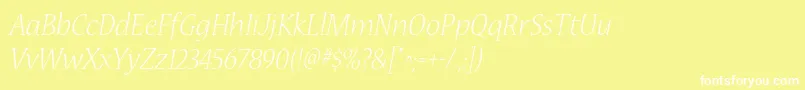 フォントNuevastdLightitalic – 黄色い背景に白い文字