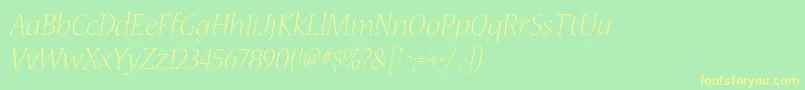 NuevastdLightitalic Font – Yellow Fonts on Green Background