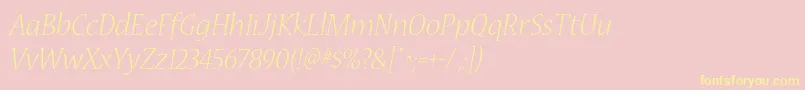 NuevastdLightitalic Font – Yellow Fonts on Pink Background