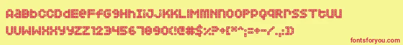 Squarodynamic 02-fontti – punaiset fontit keltaisella taustalla