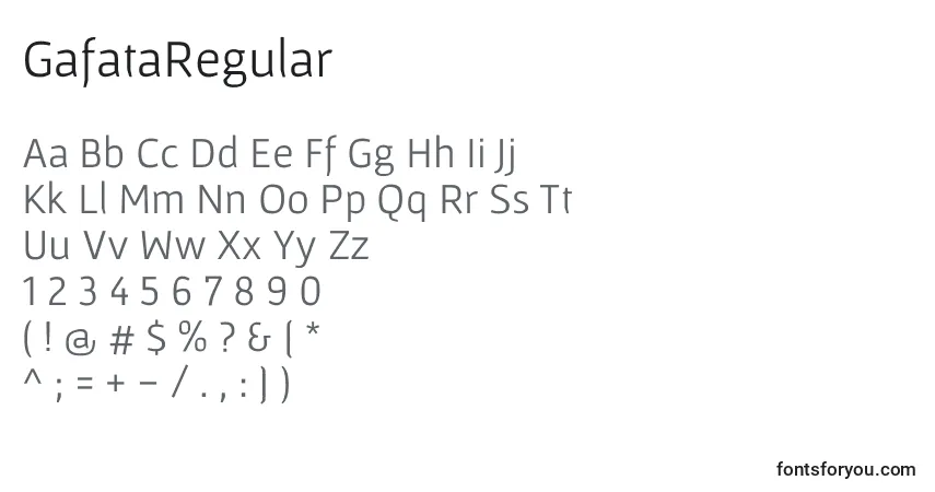 Schriftart GafataRegular – Alphabet, Zahlen, spezielle Symbole