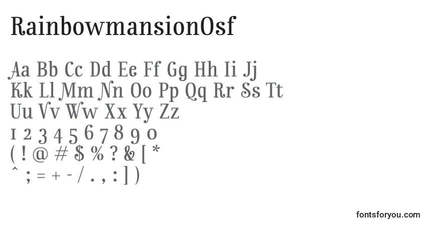 A fonte RainbowmansionOsf (113766) – alfabeto, números, caracteres especiais