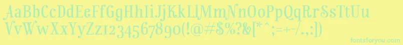 Fonte RainbowmansionOsf – fontes verdes em um fundo amarelo