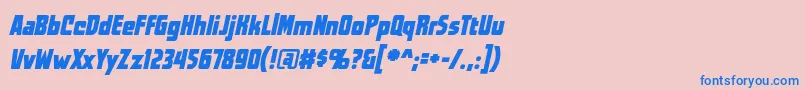 WorldsatwarbbItal Font – Blue Fonts on Pink Background