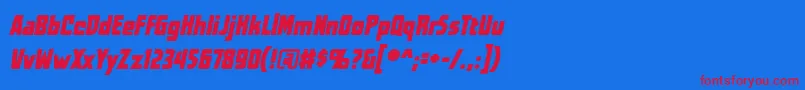 WorldsatwarbbItal Font – Red Fonts on Blue Background