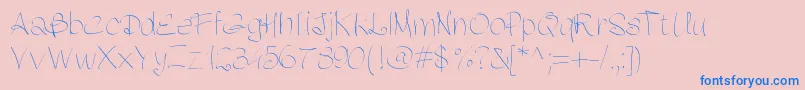 Fonte Pwfluidhand – fontes azuis em um fundo rosa