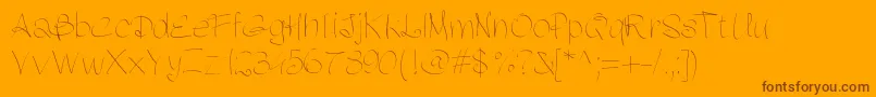 Fonte Pwfluidhand – fontes marrons em um fundo laranja
