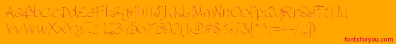 Pwfluidhand Font – Red Fonts on Orange Background