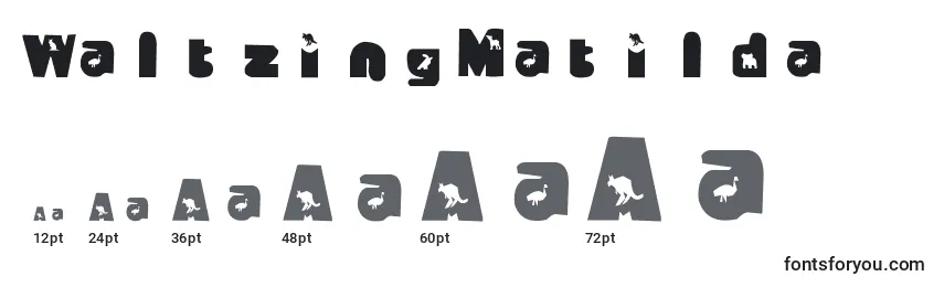 Размеры шрифта WaltzingMatilda