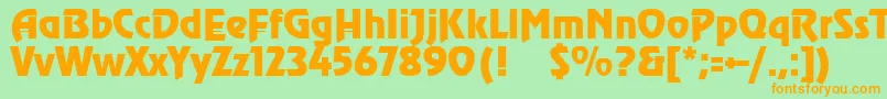 SanasoftHeadline.Kz-Schriftart – Orangefarbene Schriften auf grünem Hintergrund