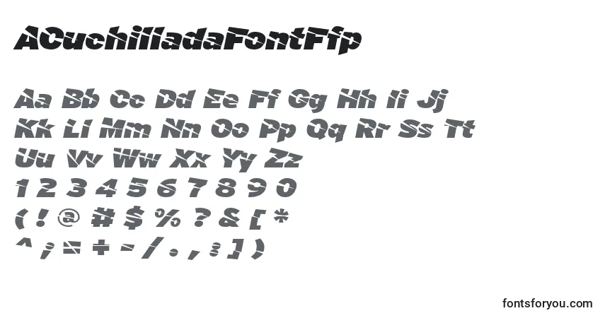Schriftart ACuchilladaFontFfp (113774) – Alphabet, Zahlen, spezielle Symbole