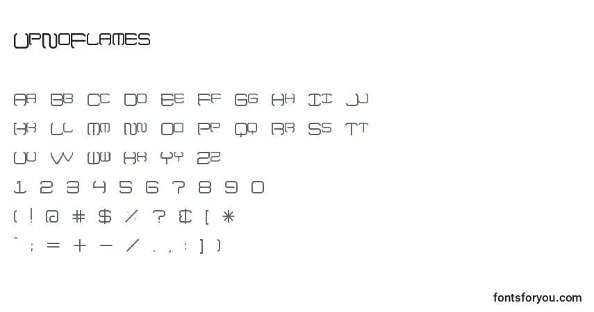 Czcionka UpNoFlames – alfabet, cyfry, specjalne znaki