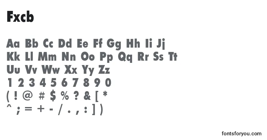 A fonte Fxcb – alfabeto, números, caracteres especiais