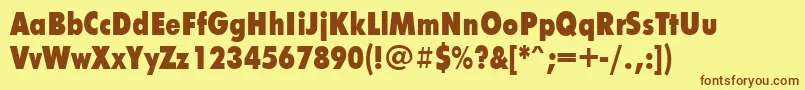 フォントFxcb – 茶色の文字が黄色の背景にあります。