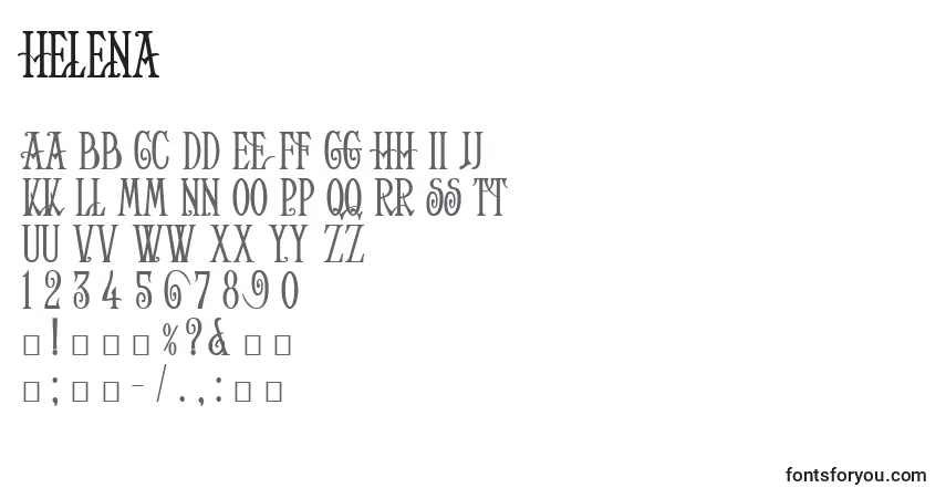 Czcionka Helena – alfabet, cyfry, specjalne znaki