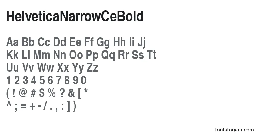 Schriftart HelveticaNarrowCeBold – Alphabet, Zahlen, spezielle Symbole