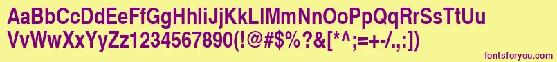 HelveticaNarrowCeBold Font – Purple Fonts on Yellow Background