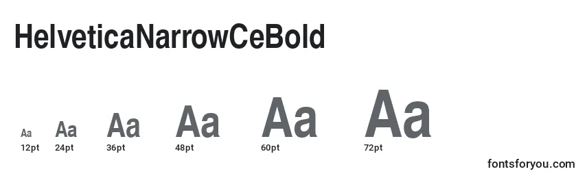 Размеры шрифта HelveticaNarrowCeBold