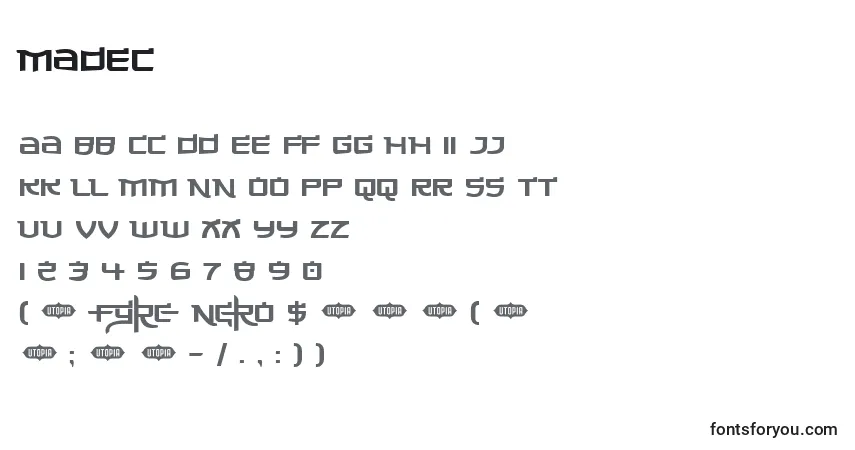 Czcionka Madec – alfabet, cyfry, specjalne znaki