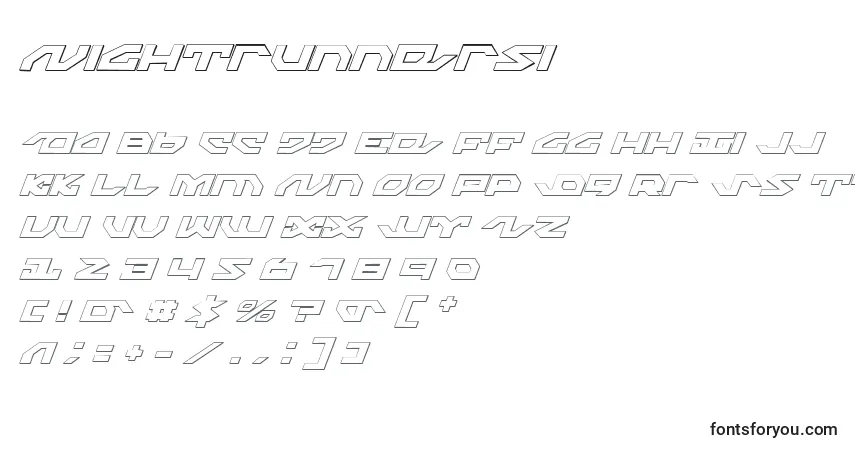 Шрифт Nightrunnersi – алфавит, цифры, специальные символы