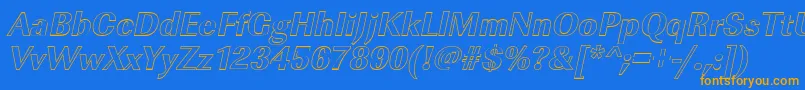 ImperialouXboldItalic-Schriftart – Orangefarbene Schriften auf blauem Hintergrund