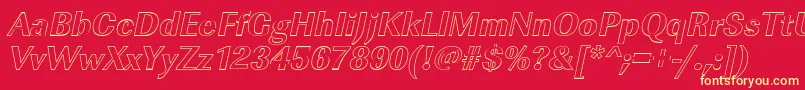 フォントImperialouXboldItalic – 黄色の文字、赤い背景