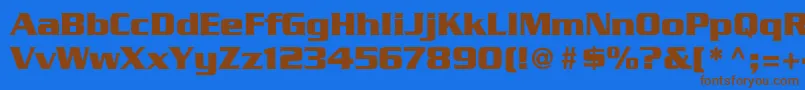 フォントGeodetDisplaySsi – 茶色の文字が青い背景にあります。