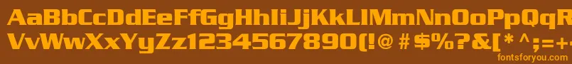 フォントGeodetDisplaySsi – オレンジ色の文字が茶色の背景にあります。