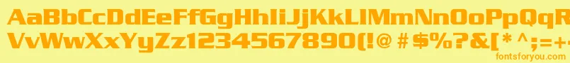 GeodetDisplaySsi-fontti – oranssit fontit keltaisella taustalla