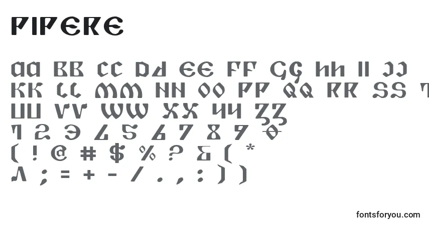 A fonte Pipere – alfabeto, números, caracteres especiais