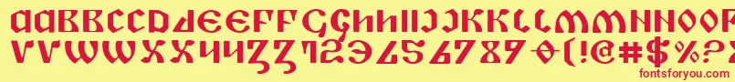 フォントPipere – 赤い文字の黄色い背景