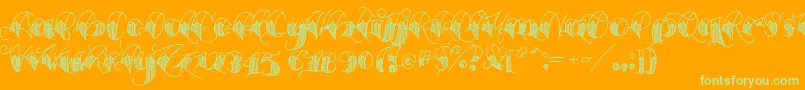 Espesorolas1-Schriftart – Grüne Schriften auf orangefarbenem Hintergrund