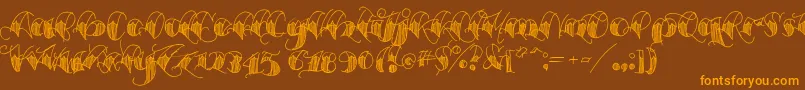 Espesorolas1-Schriftart – Orangefarbene Schriften auf braunem Hintergrund